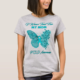 T-shirt Papillon Je Porte Turquoise Pour Ma Maman Sensibil