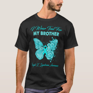 T-shirt Papillon Je Porte Turquoise Pour Mon Frère Fragile