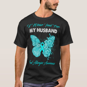 T-shirt Papillon Je Porte Turquoise Pour Mon Mari Alimenta