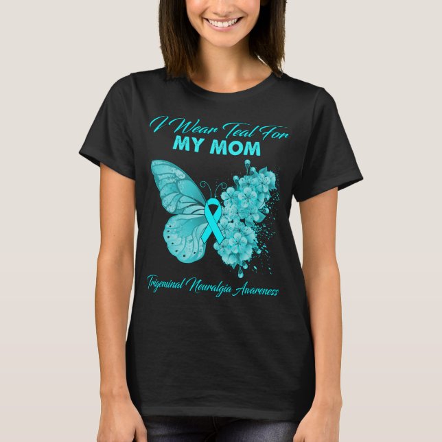 T-shirt Papillon Je Porte Turquoise Pour Mon MDM Trigemina (Devant)