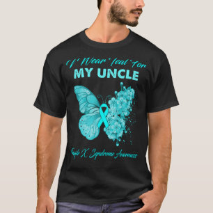T-shirt Papillon Je Porte Turquoise Pour Mon Oncle Fragile