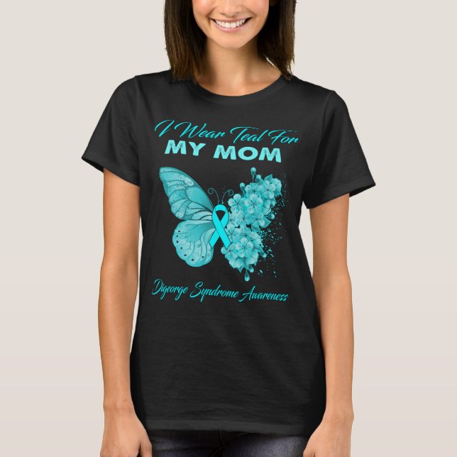 T-shirt Papillon Je Porte Turquoise Pour Mon Syndrome Dige (Devant)