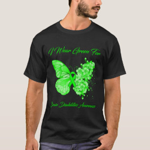 T-shirt Papillon Je Porte Vert Pour Handicap Cerveau Awar