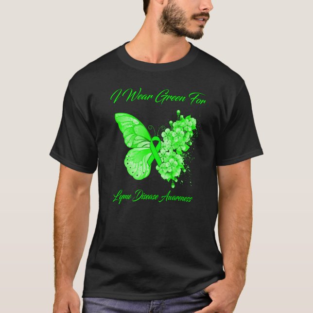 T-shirt Papillon Je Porte Vert Pour La Sensibilisation À L (Devant)