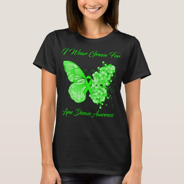 T-shirt Papillon Je Porte Vert Pour La Sensibilisation À L (Devant)