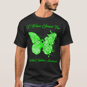 T-shirt Papillon Je Porte Vert Pour Les Enfants Handicapés