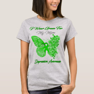 T-shirt Papillon Je Porte Vert Pour Ma Dépression Maman