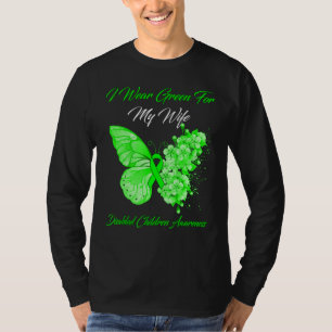 T-shirt Papillon Je Porte Vert Pour Ma Femme Enfant Handic