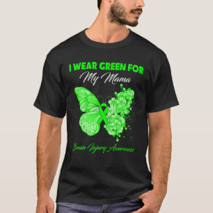 T-shirt Papillon Je Porte Vert Pour Ma Mama Brain Blessé 