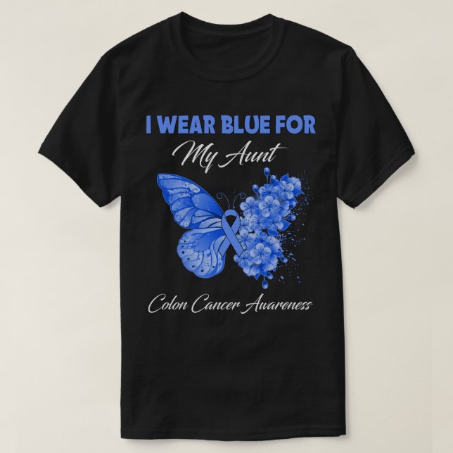 T-shirt Papillon Je Porte Vert Pour Ma Tante Colon Cancer  (Design devant)