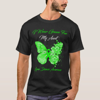 T-shirt Papillon Je Porte Vert Pour Ma Tante Maladie De Ly