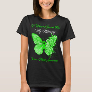 T-shirt Papillon Je Porte Vert Pour Mes Maladies Chronique