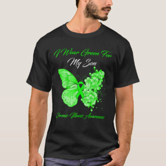 T-shirt Papillon Je Porte Vert Pour Mon Fils Maladie Chron