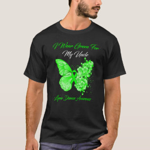 T-shirt Papillon Je Porte Vert Pour Mon Oncle Maladie Lyme