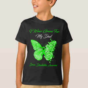 T-shirt Papillon Je Porte Vert Pour Mon Papa Cerveau Désab