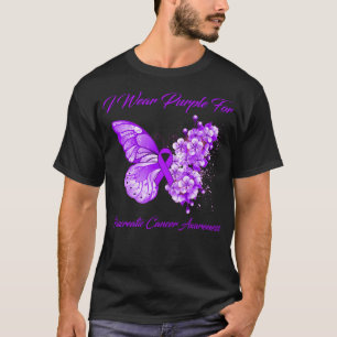 T-shirt Papillon Je Porte Violet Pour Cancer Pancréatique