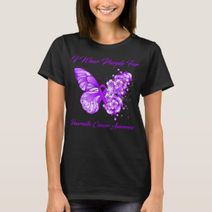 T-shirt Papillon Je Porte Violet Pour Cancer Pancréatique 