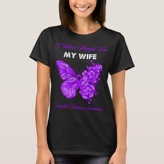 T-shirt Papillon Je Porte Violet Pour Ma Femme Viole Domes (Devant)