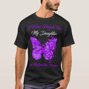 T-shirt Papillon Je Porte Violet Pour Ma Fille Chiari Mal