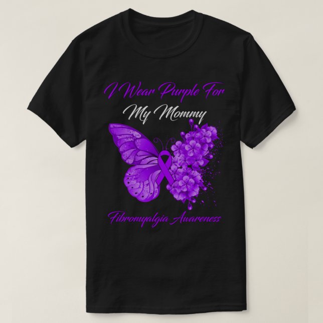 T-shirt Papillon Je Porte Violet Pour Ma Flamme Fibromyalg (Design devant)