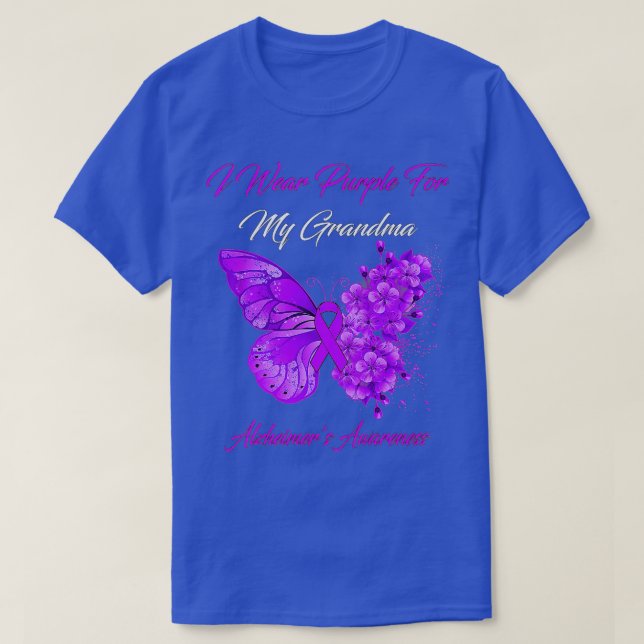 T-shirt Papillon Je Porte Violet Pour Ma Grand-Mère Alzhei (Design devant)