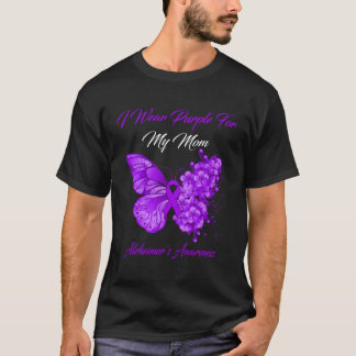 T-shirt Papillon Je Porte Violet Pour Ma Mère Alzheimer Aw