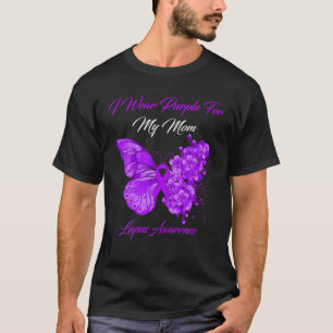 T-shirt Papillon Je Porte Violet Pour Ma Mère Sensibilisat