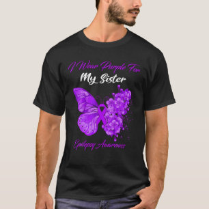 T-shirt Papillon Je Porte Violet Pour Ma Soeur Épilepsie A