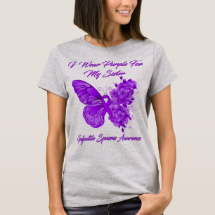 T-shirt Papillon Je Porte Violet Pour Ma Soeur Infantile