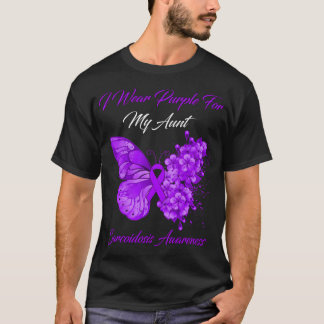 T-shirt Papillon Je Porte Violet Pour Ma Tante Sarcoidose 