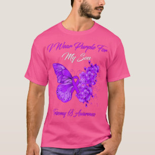 T-shirt Papillon Je Porte Violet Pour Mon Fils Trisomie 18