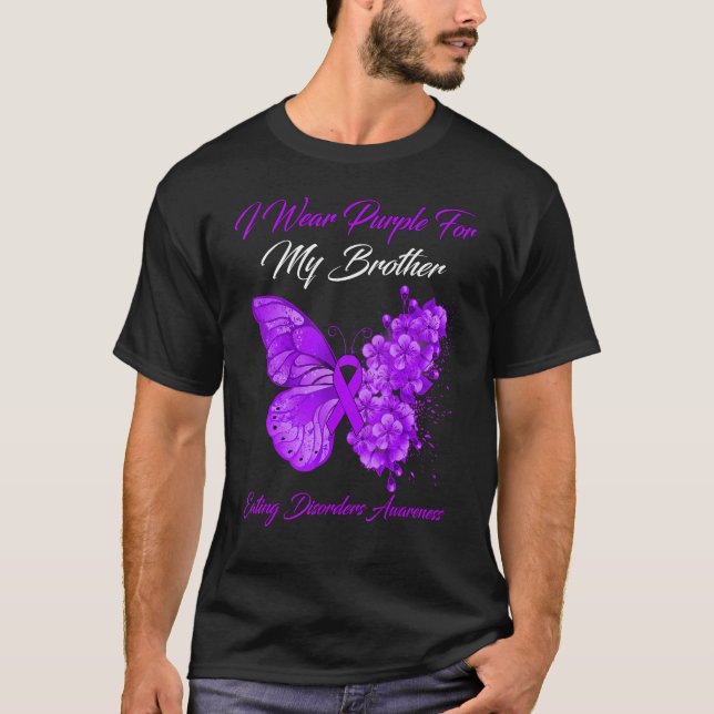 T-shirt Papillon Je Porte Violet Pour Mon Frère Mange Diso (Devant)