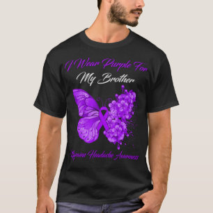 T-shirt Papillon Je Porte Violet Pour Mon Frère Migraine I