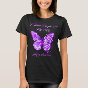 T-shirt Papillon Je Porte Violet Pour Mon Papa Épilepsie