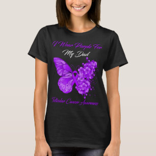 T-shirt Papillon Je Porte Violet Pour Mon Papa Testicular 