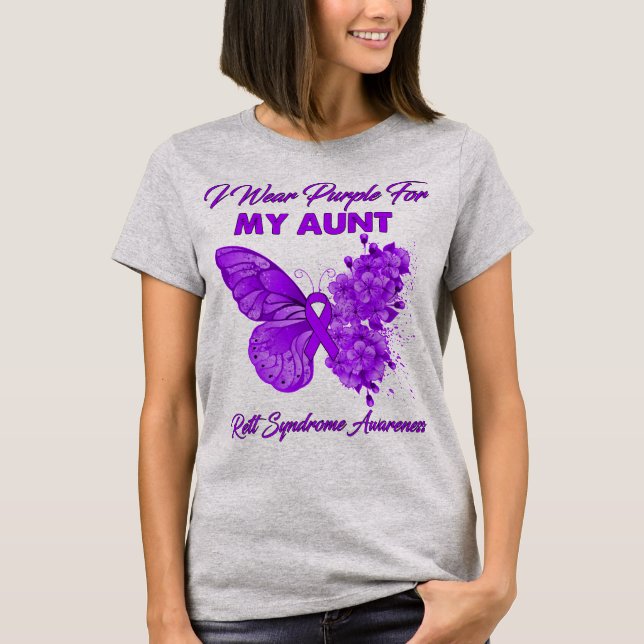 T-shirt Papillon Je Porte Violet Pour Mon Syndrome De Rett (Devant)