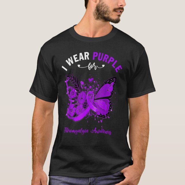 T-shirt Papillon Je Porte Violet Pour Sensibiliser À La Fi (Devant)