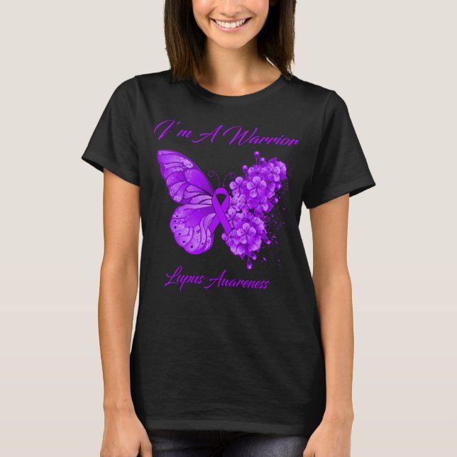 T-shirt Papillon Je suis un guerrier Lupus Sensibilisation (Devant)