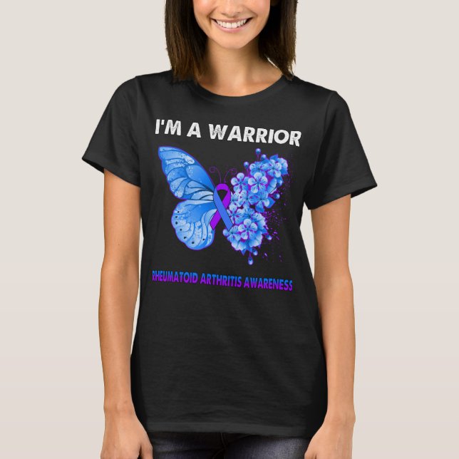 T-shirt Papillon Je suis un guerrier Rheumatoid Arthrite A (Devant)