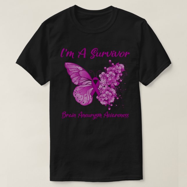 T-shirt Papillon Je suis un survivant Cerveau Aneurie Sens (Design devant)