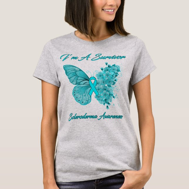 T-shirt Papillon Je suis un survivant Scleroderma Sensibil (Devant)