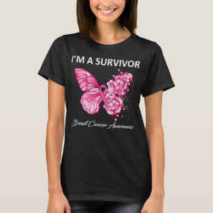 T-shirt Papillon Je suis un survivant Sensibilisation au c