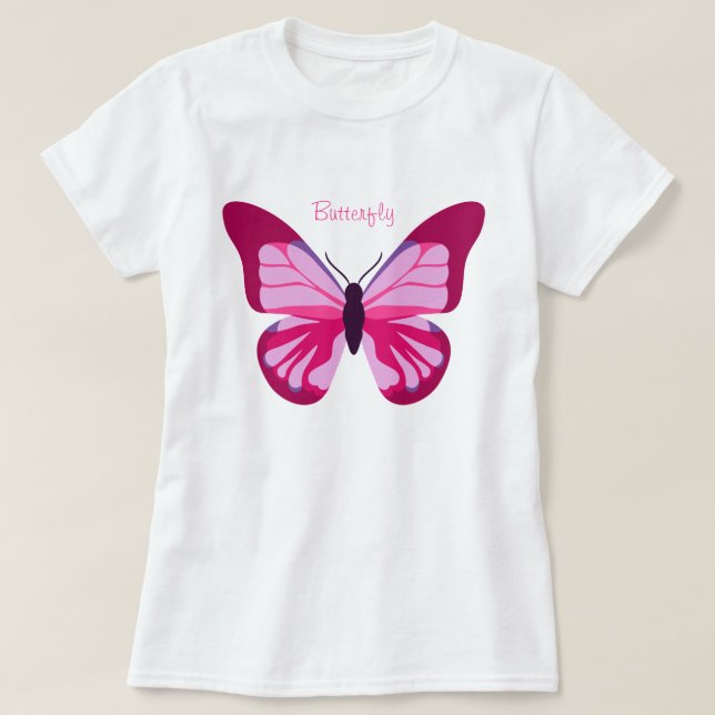 T-shirt Papillon jolie rose violet (Design devant)