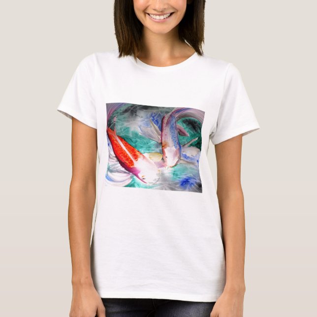 T-shirt Papillon Koi aquarelle japonais Poisson Art (Devant)