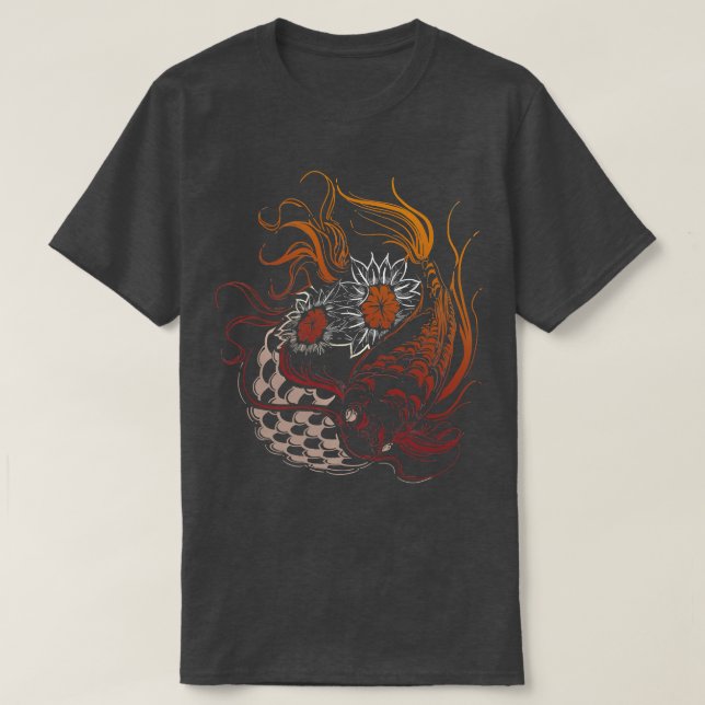 T-shirt Papillon Koi Yin Yang Art sur un étang Koi Pond (Design devant)