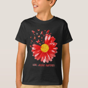 T-shirt Papillon Marguerite Ruban Rouge Sensibilisation au