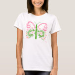 T-shirt papillon mariage<br><div class="desc">rose et vert</div>