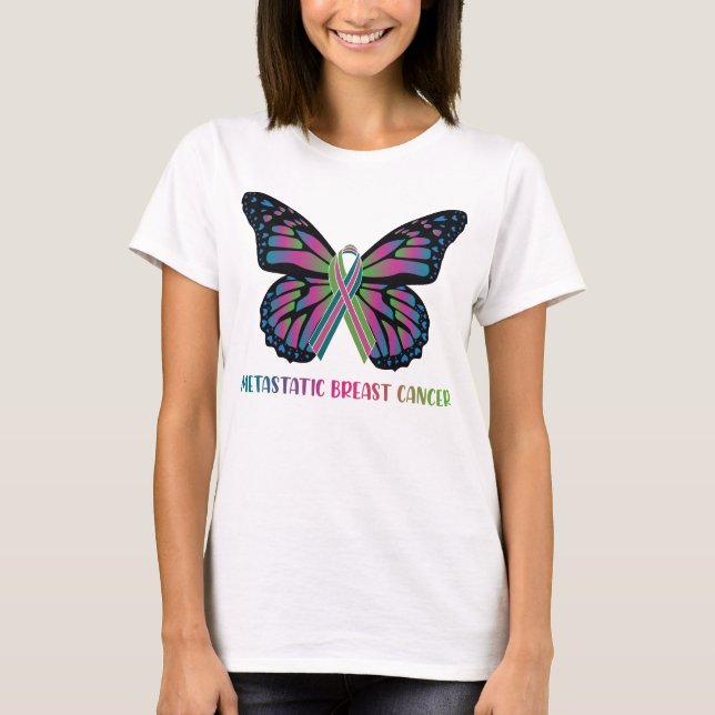 T-shirt Papillon Metastatic Cancer du sein guerrier (Devant)