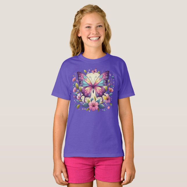 T-shirt Papillon mignon et coloré (Devant entier)