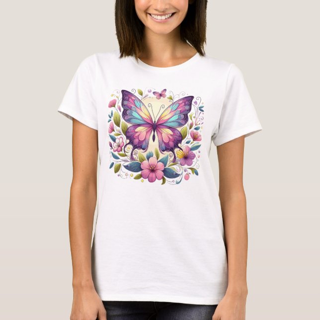 T-shirt Papillon mignon et coloré (Devant)